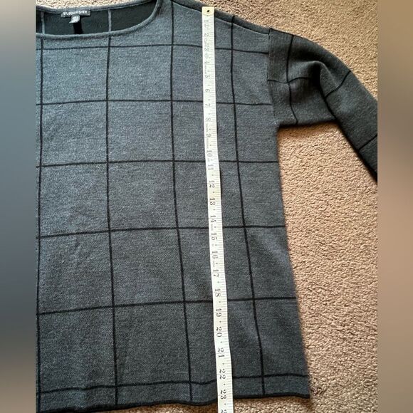 Eileen Fisher Windowpane Extra Fine Merino Wool Top - Picture 6 of 7